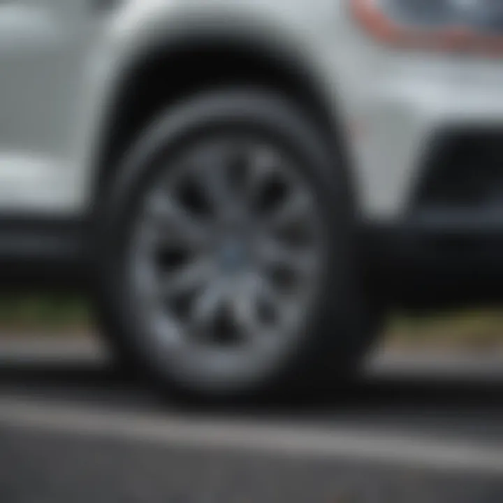 Close-up of a VW Tiguan tire on the road