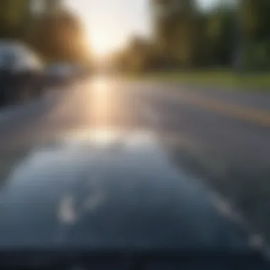 Close-up view of a windshield crack highlighting its structure.