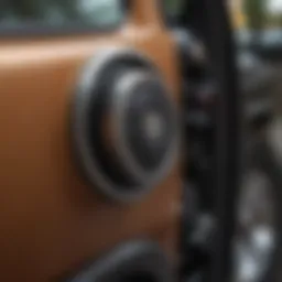 A close-up view of a Honda Element door lock mechanism.