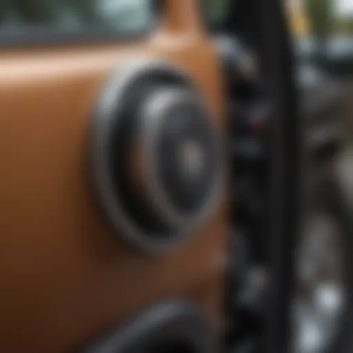 A close-up view of a Honda Element door lock mechanism.