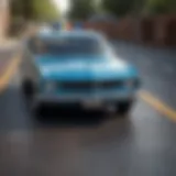 An illustration of a car on a safe road with a shield symbolizing safety.