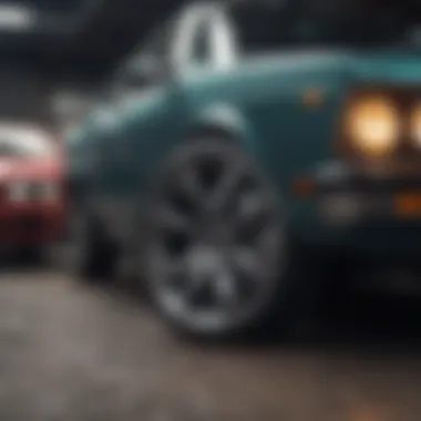 Close-up of a Carfax logo with a vehicle in the background