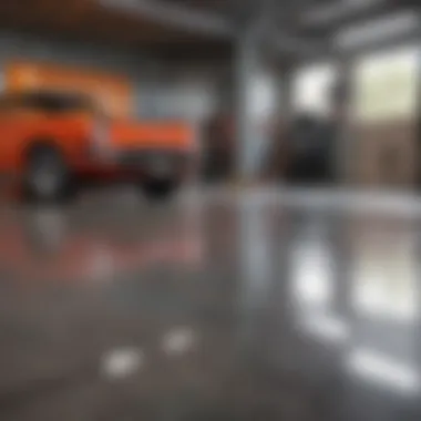 Vibrant Garage Interior Featuring Behr Floor Paint Vibrant garage interior showcasing Behr floor paint application